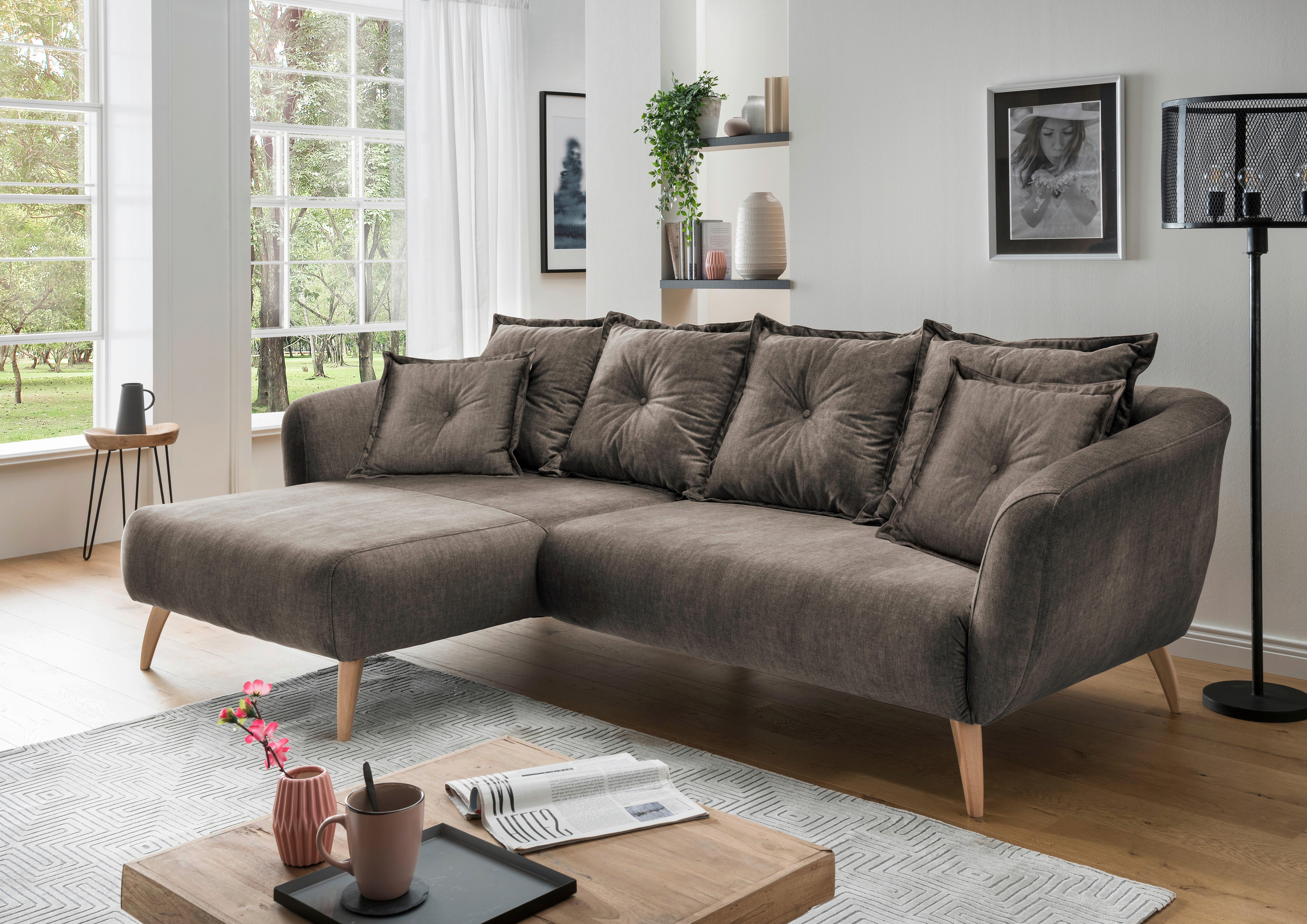 Ecksofa Baggio Braun S: 162/277 cm - Buchefarben/Braun, MODERN, Holz/Textil (162/277cm) - Livetastic
