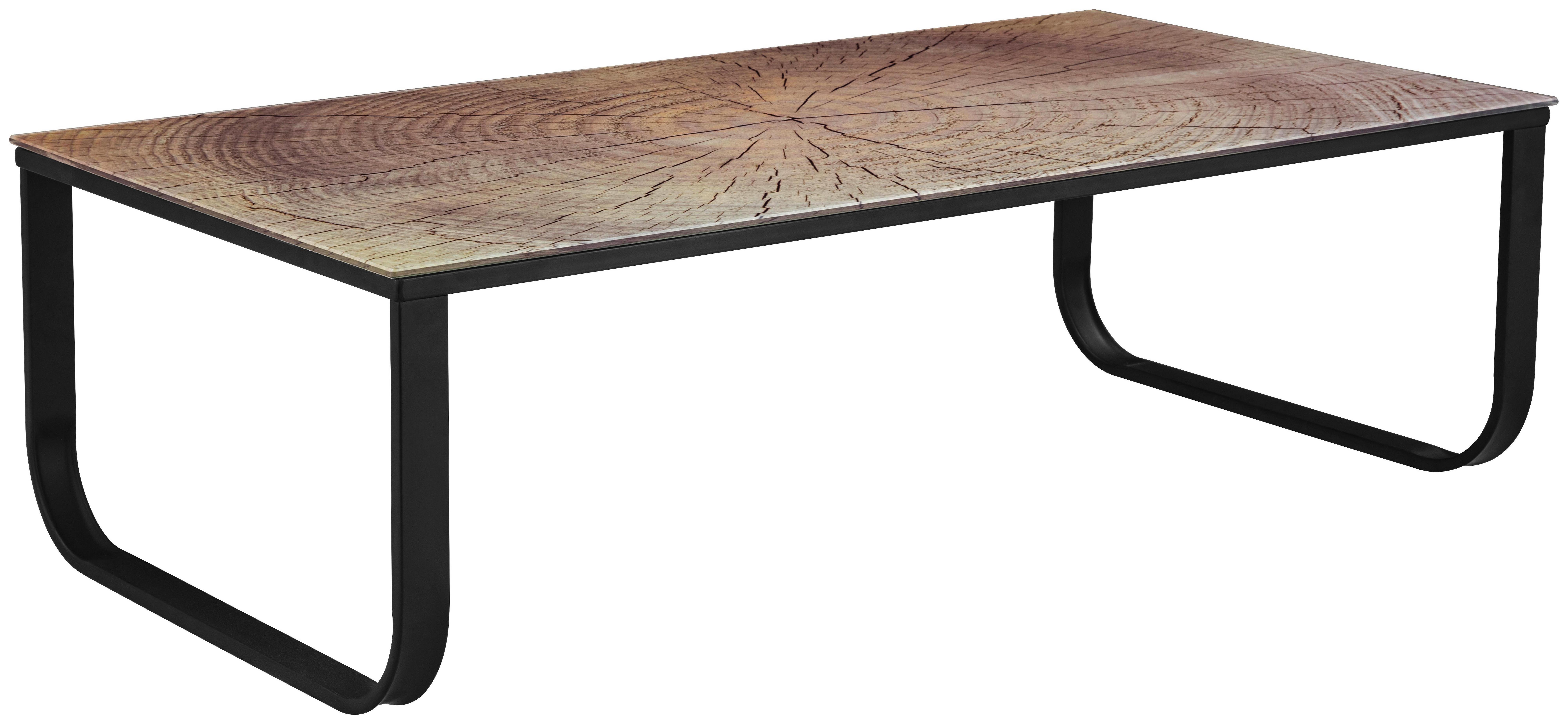 Dohányzóasztal Forest - Natúr/Fekete, modern, Üveg/Fém (105/32/55cm)