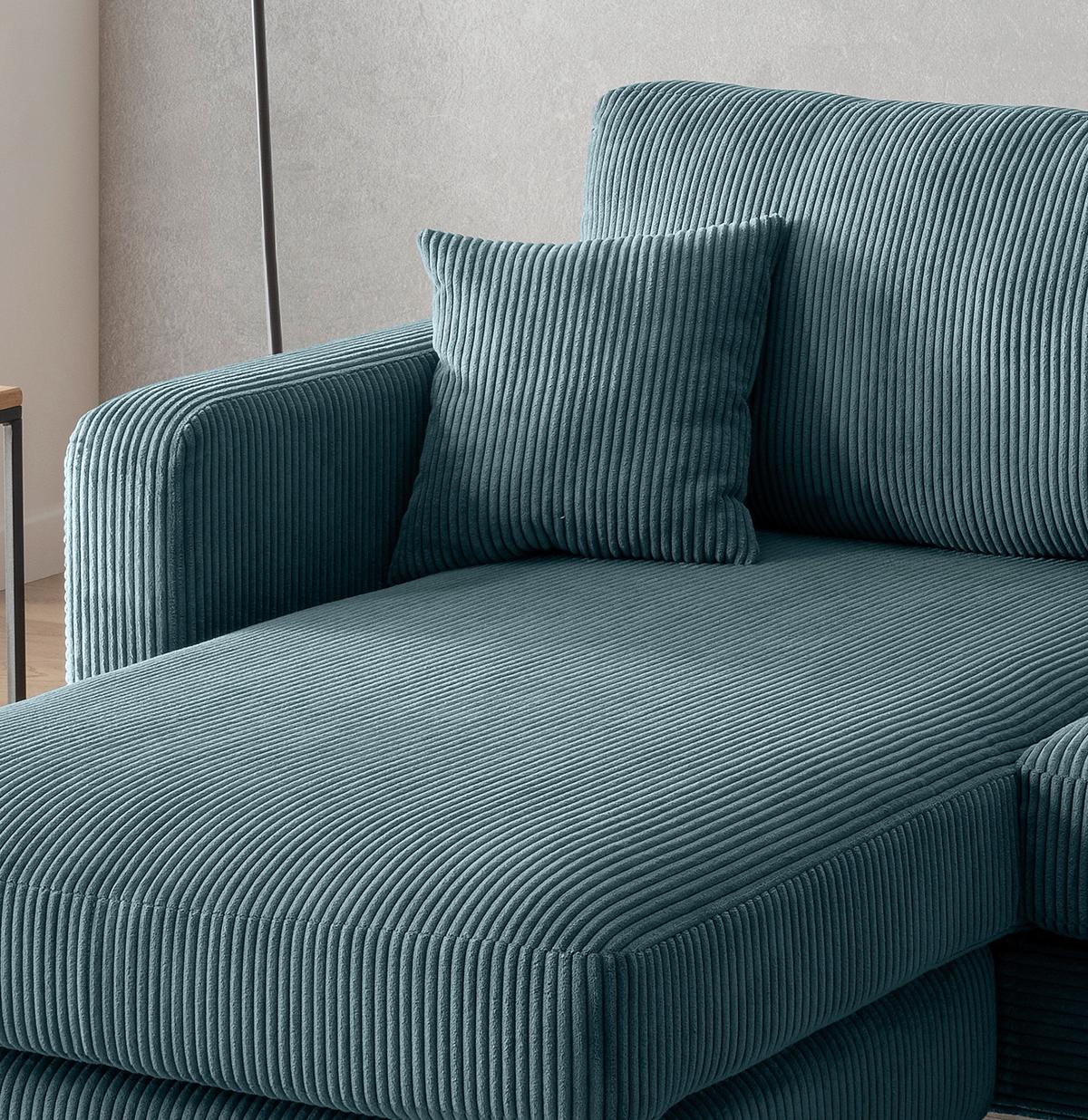 Ecksofa Eliza, Petrol S: 204x153 cm - Petrol/Schwarz, Basics, Textil (204/153cm) - Livetastic