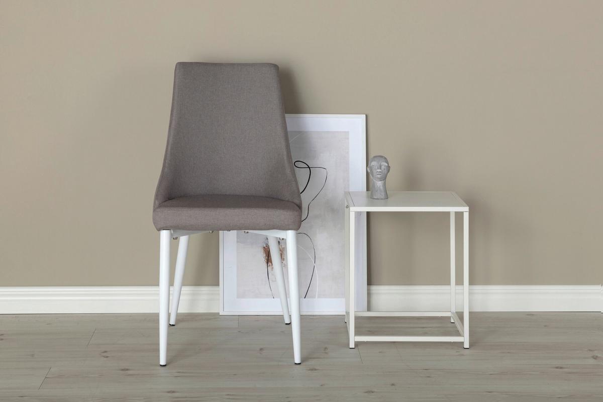 Stuhl Leone Grau/Weiß B: 47 cm - Weiß/Grau, Design, Textil/Metall (47/91/63cm) - Livetastic