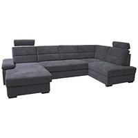 Ecksofa Norman - Anthrazit/Dunkelbraun, Design, Textil (166/319/183cm) - Livetastic