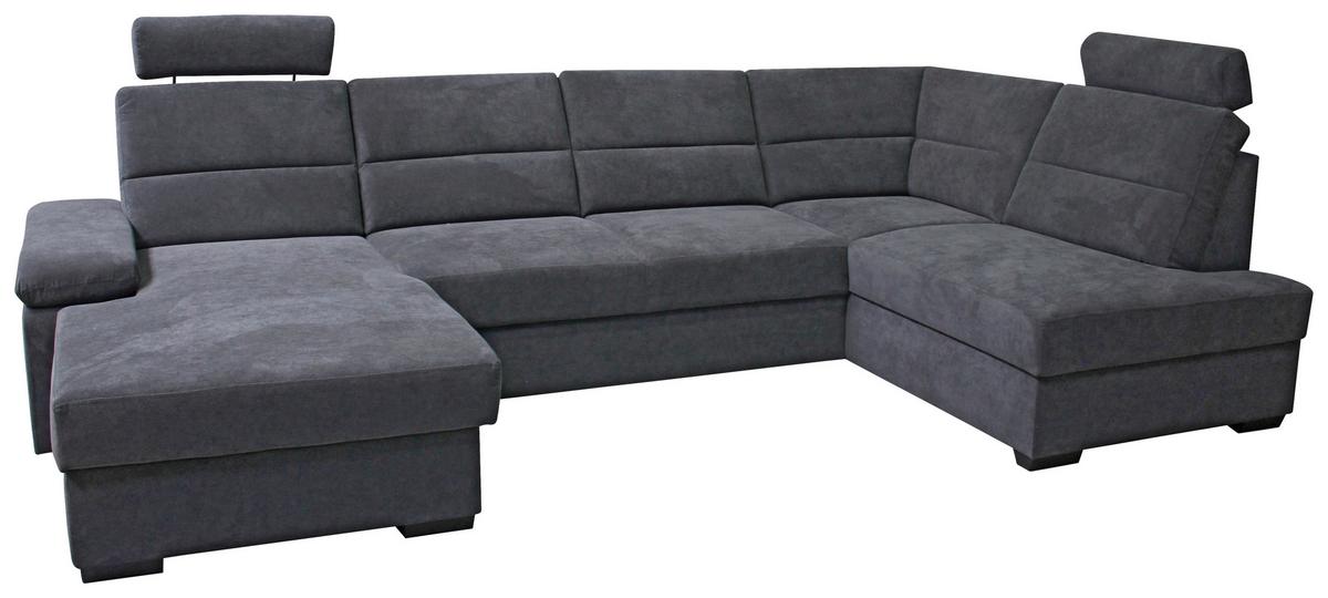 Ecksofa Norman - Anthrazit/Dunkelbraun, Design, Textil (166/319/183cm) - Livetastic
