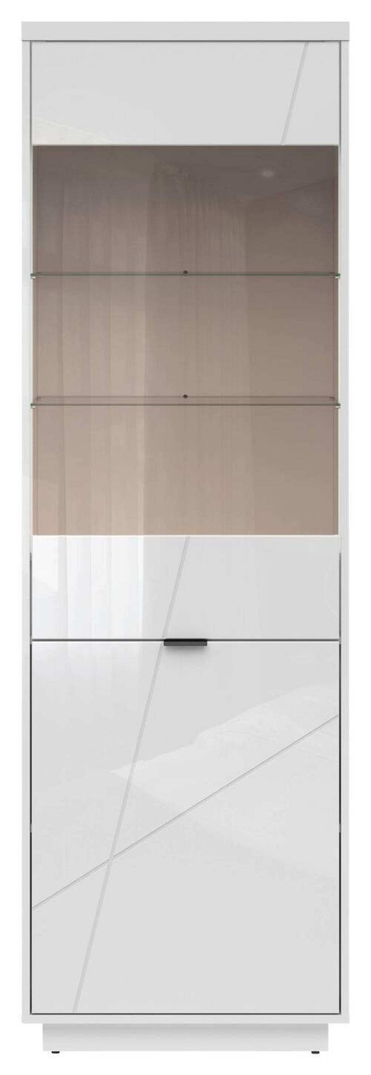 Vitrine Forn Glass-Door Cabinet - Weiß Hochglanz/Schwarz, Design, Glas/Holzwerkstoff (64/200,5/42,5cm)