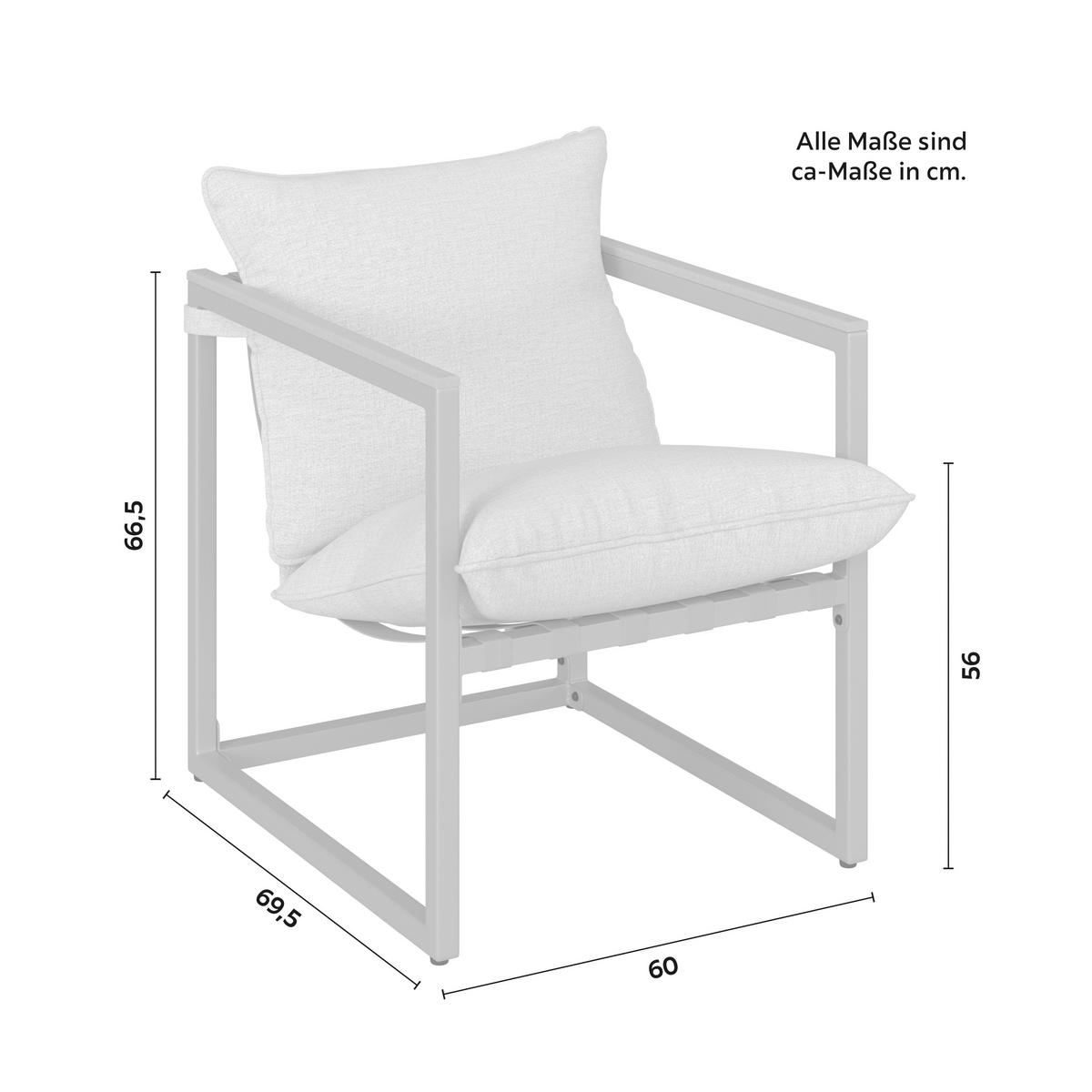 TERASOVÁ SEDACIA SÚPRAVA LARA - sivá/krémová, Modern, kov/textil (114cm) - Bessagi Garden