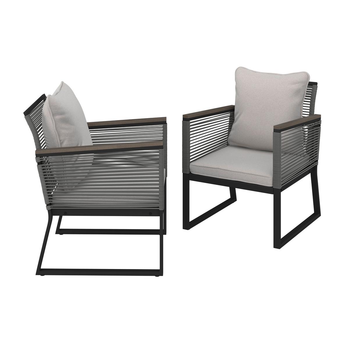 SADA ZAHRADNÍCH KŘESEL TONI - šedá/černá, Moderní, kov/textil (57,5/73/60cm) - Bessagi Garden