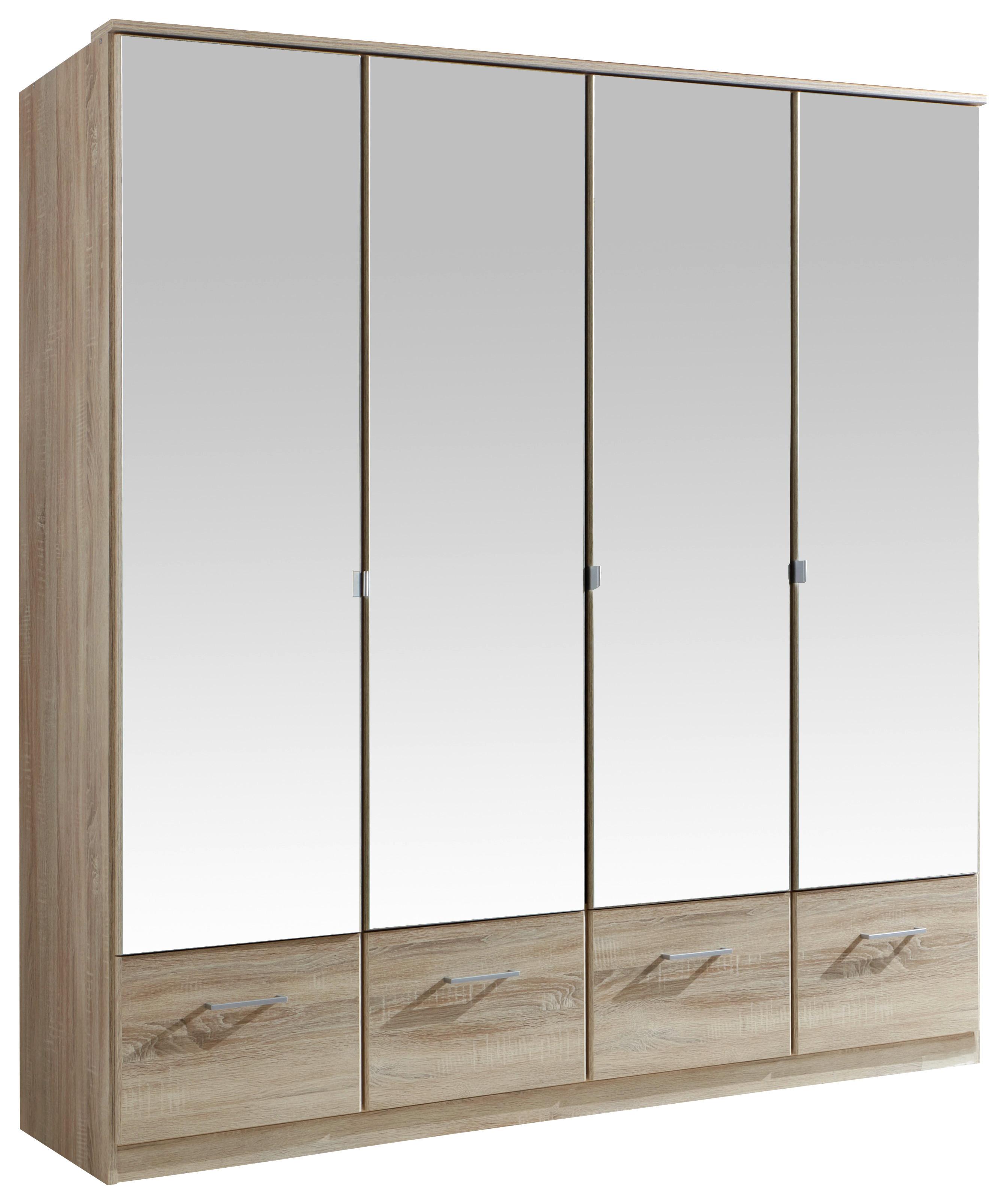 Drehtürenschrank Mit Spiegel 180cm Imago, Sägerau Dekor - Eichefarben, KONVENTIONELL, Glas/Holzwerkstoff (180/199/58cm) - MID.YOU