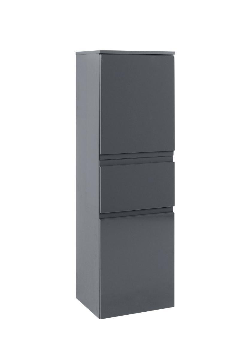 Midischrank Mit Soft-Close Cardiff 40cm, Graphit Dekor - Graphitfarben, Design, Holzwerkstoff (40/130/35cm) - Held