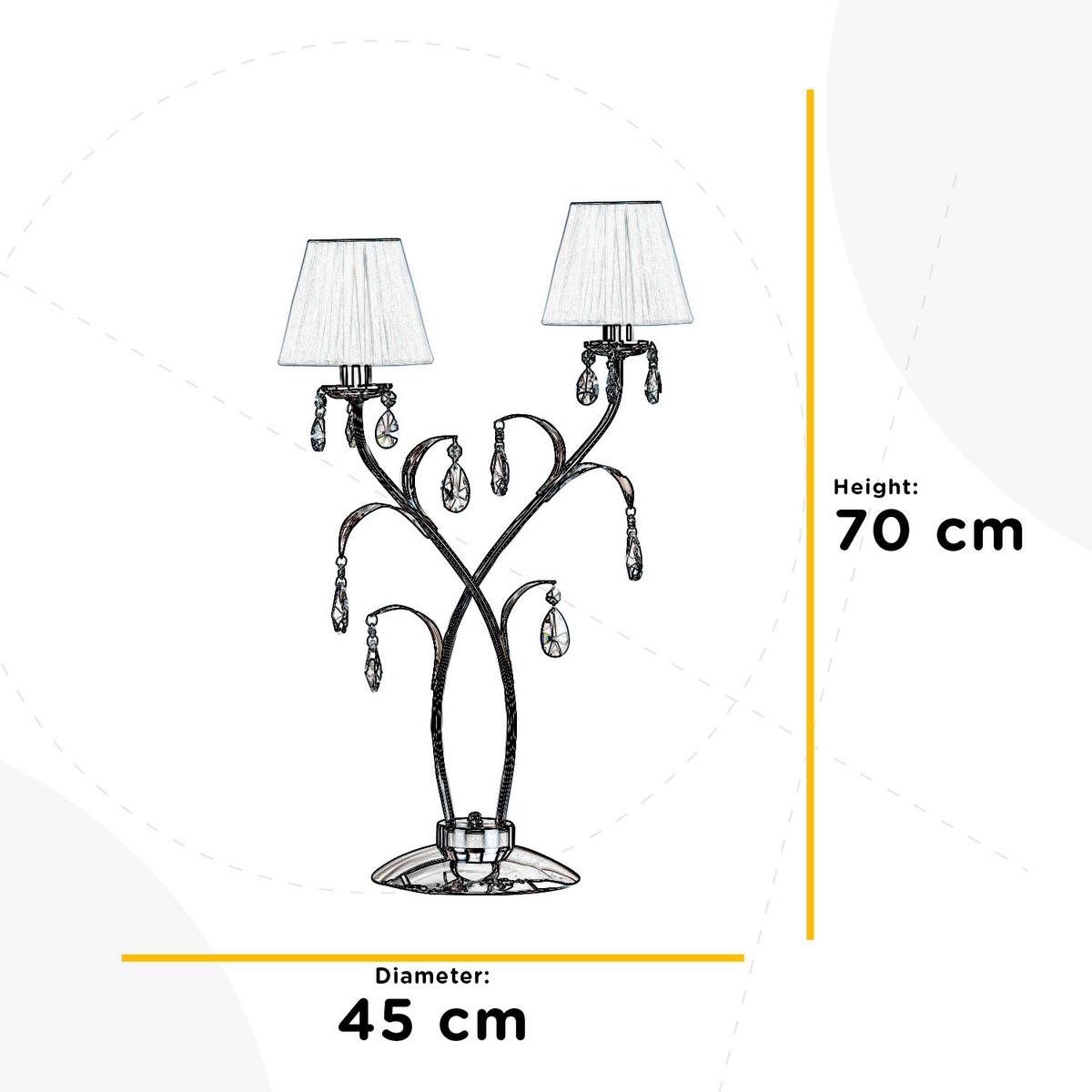Kristall-Tischleuchte 4865/Lg - Chromfarben/Weiß, KONVENTIONELL, Glas/Textil (45/70cm)