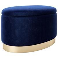 Hocker Rosanne Textil Blau Sitz Gepolstert H: 40 Cm - Goldfarben/Dunkelblau, LIFESTYLE, Textil (60/40/40cm) - Playboy