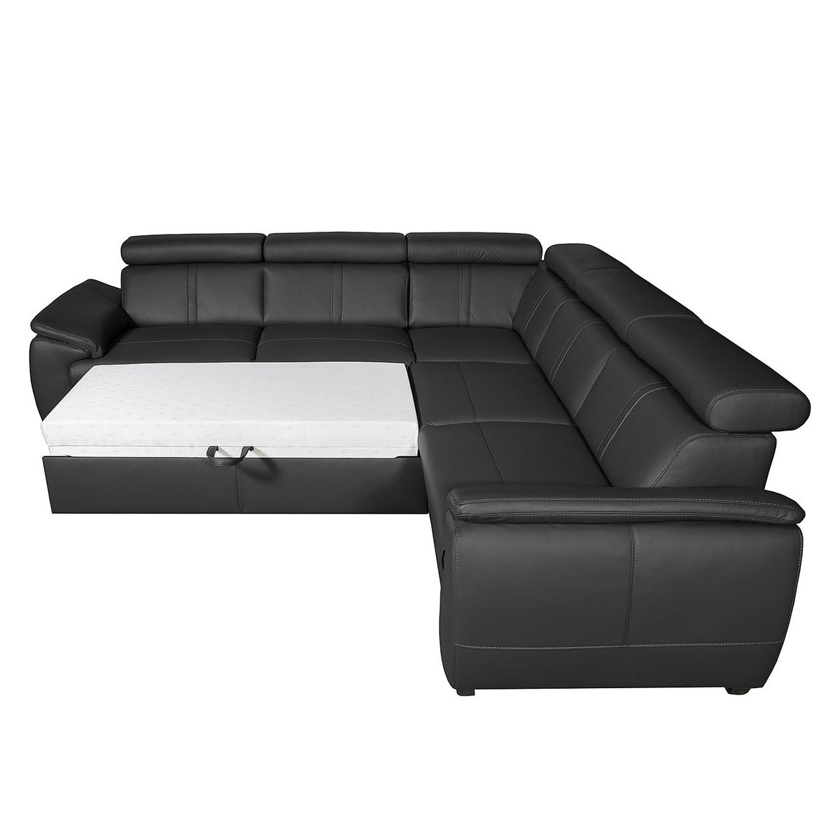 Ecksofa City Schwarz B: 265x265 Cm - Schwarz, Design, Leder (265/265cm) - Livetastic
