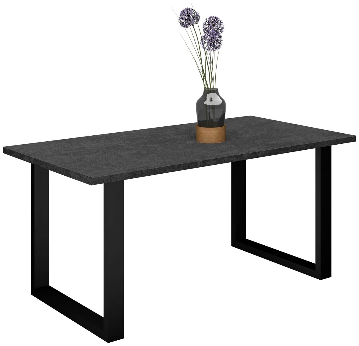 Esstisch Alex Graphitfarben, Schwarz - Schwarz/Graphitfarben, MODERN, Holzwerkstoff/Metall (140/90/78cm) - Livetastic