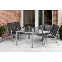 Gartensessel-Set 2-Tlg. Sorrento Metall/Textil - Anthrazit/Silberfarben, KONVENTIONELL, Textil/Metall (56/95,5/77cm) - Gardenson