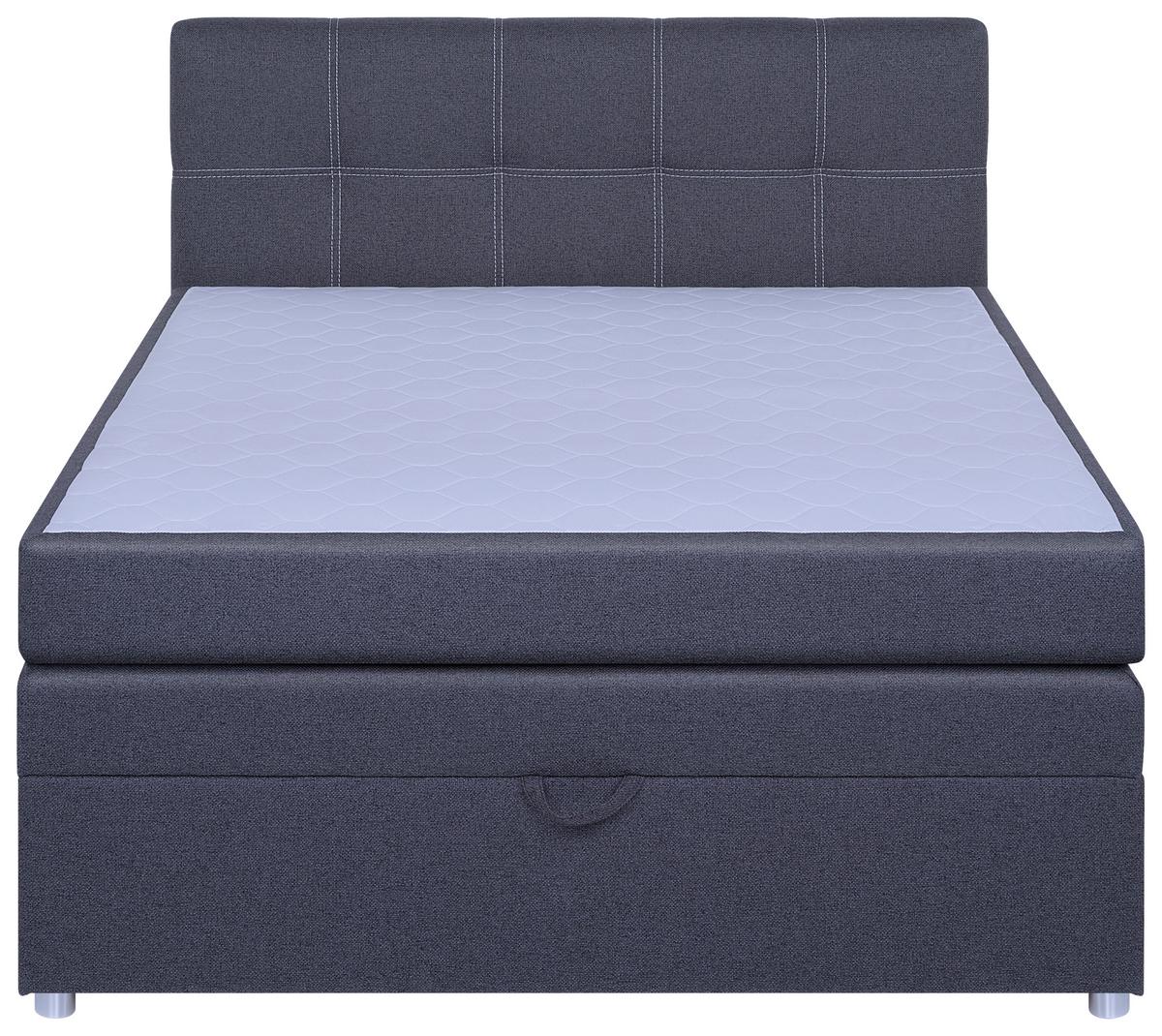 Boxspringbett Royal 140x200 Dunkelgrau - Chromfarben/Dunkelgrau, MODERN, Holzwerkstoff/Textil (140/200cm)