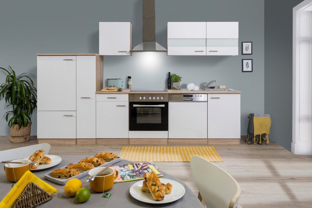 Küchenzeile Ohne Geräte B: 310 Cm Weiß/eiche Dekor, Modern - Eichefarben/Weiß, Basics, Holzwerkstoff (310/200/60cm) - Respekta