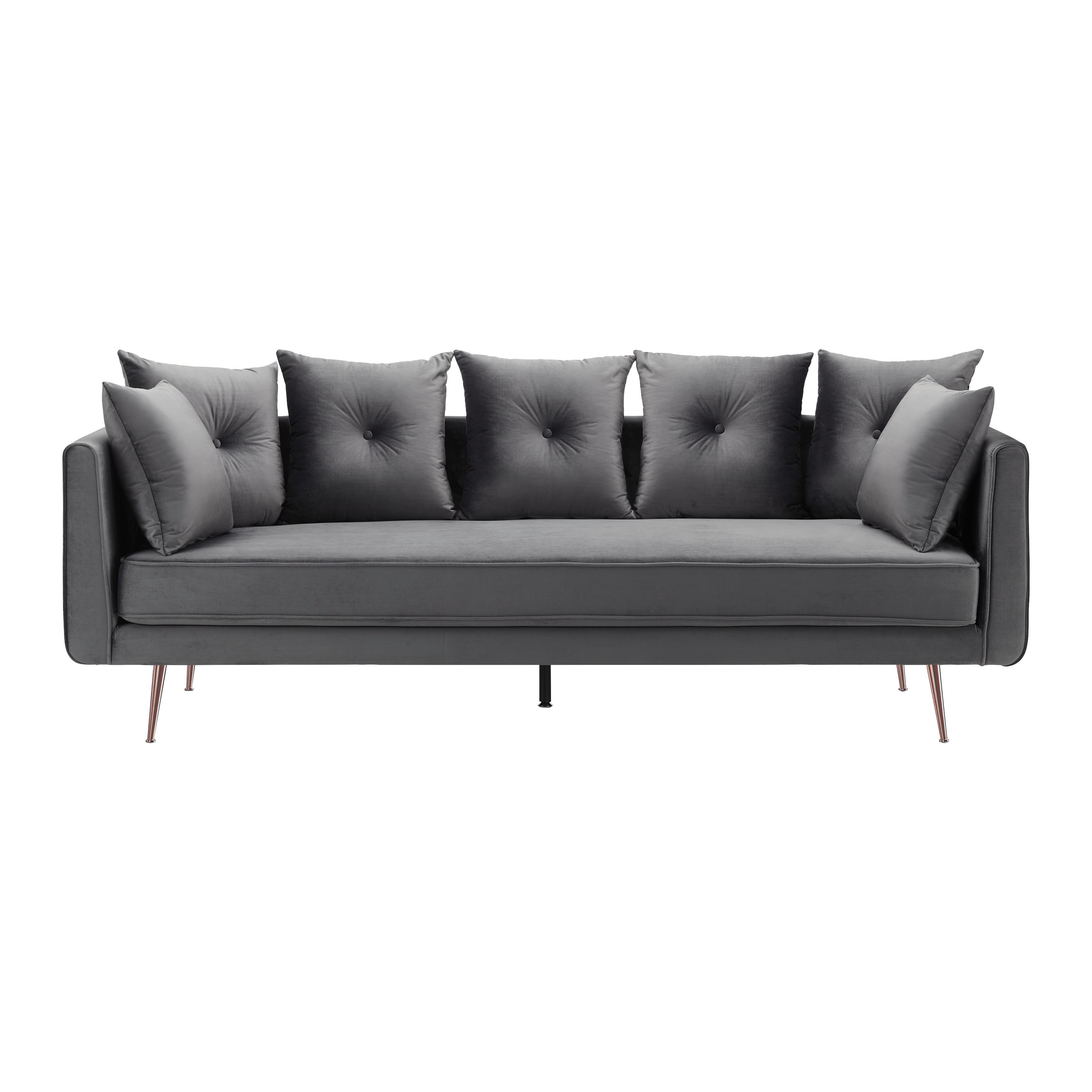 Elegantná Pohovka Luis Sivá - sivá/ružové zlato, Moderný, kov/drevo (225/87/87cm) - Bessagi Home