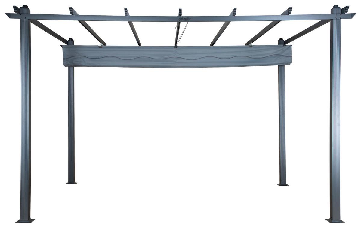 Pavillon Lazio 395x245cm Wetterfest, Gartenpavillion - Schwarz/Grau, KONVENTIONELL, Textil/Metall (395/245/295cm) - Gardenson