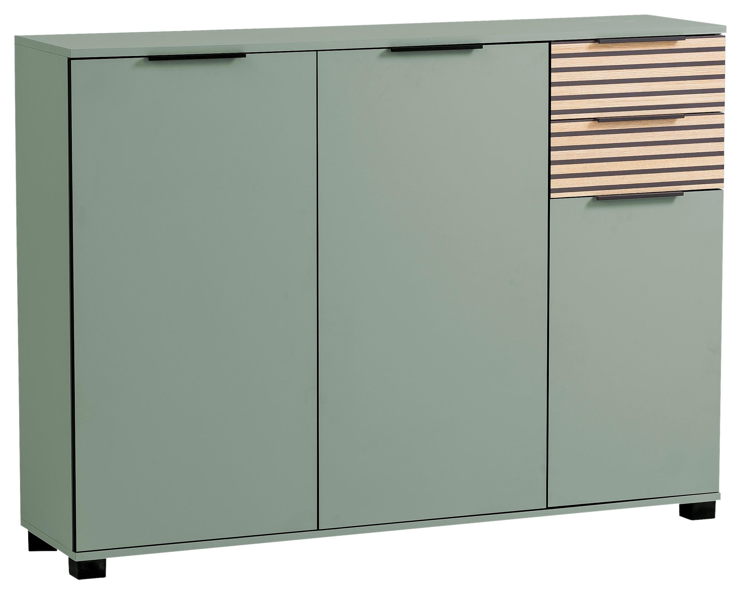 Schuhschrank Alexa 1420 - Eichefarben/Schwarz, Design, Holzwerkstoff (141,9/105,5/35cm) - MID.YOU