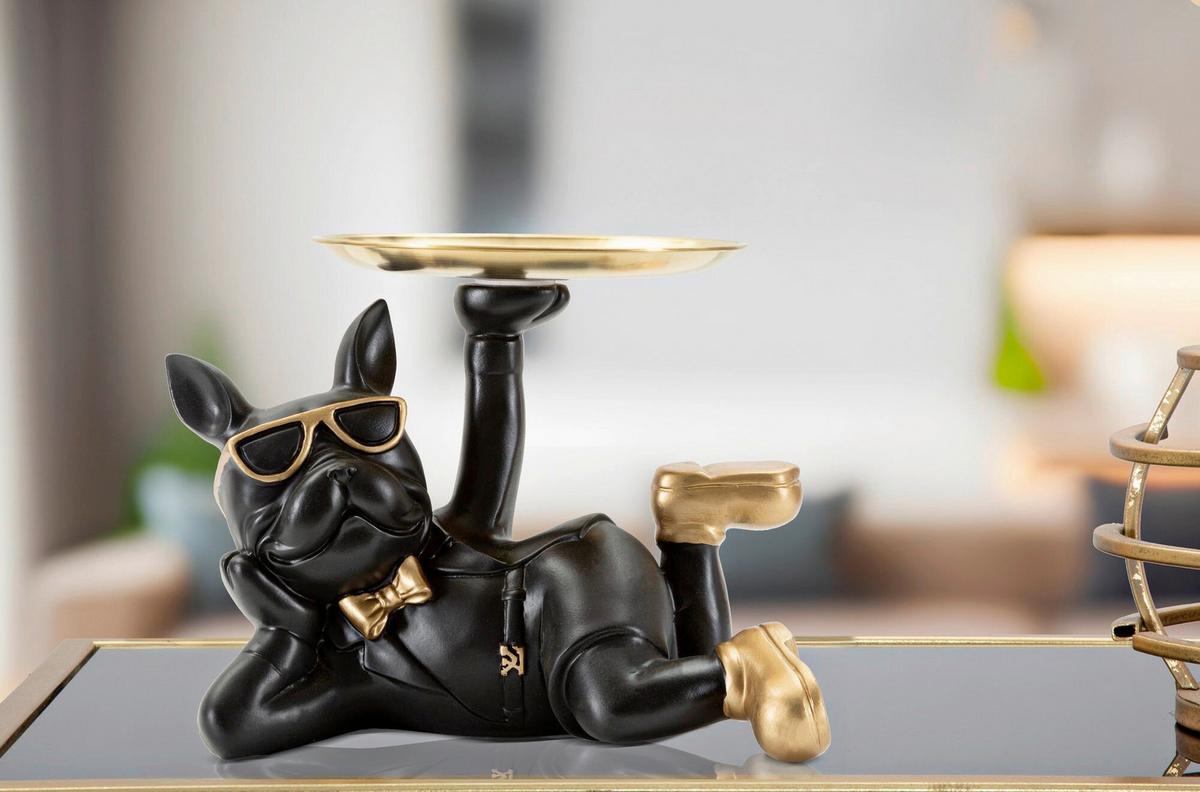 Skulptur Schwarz/gold,kunststoff/metall - Basics, Kunststoff/Metall (23.5/18.5/13cm)