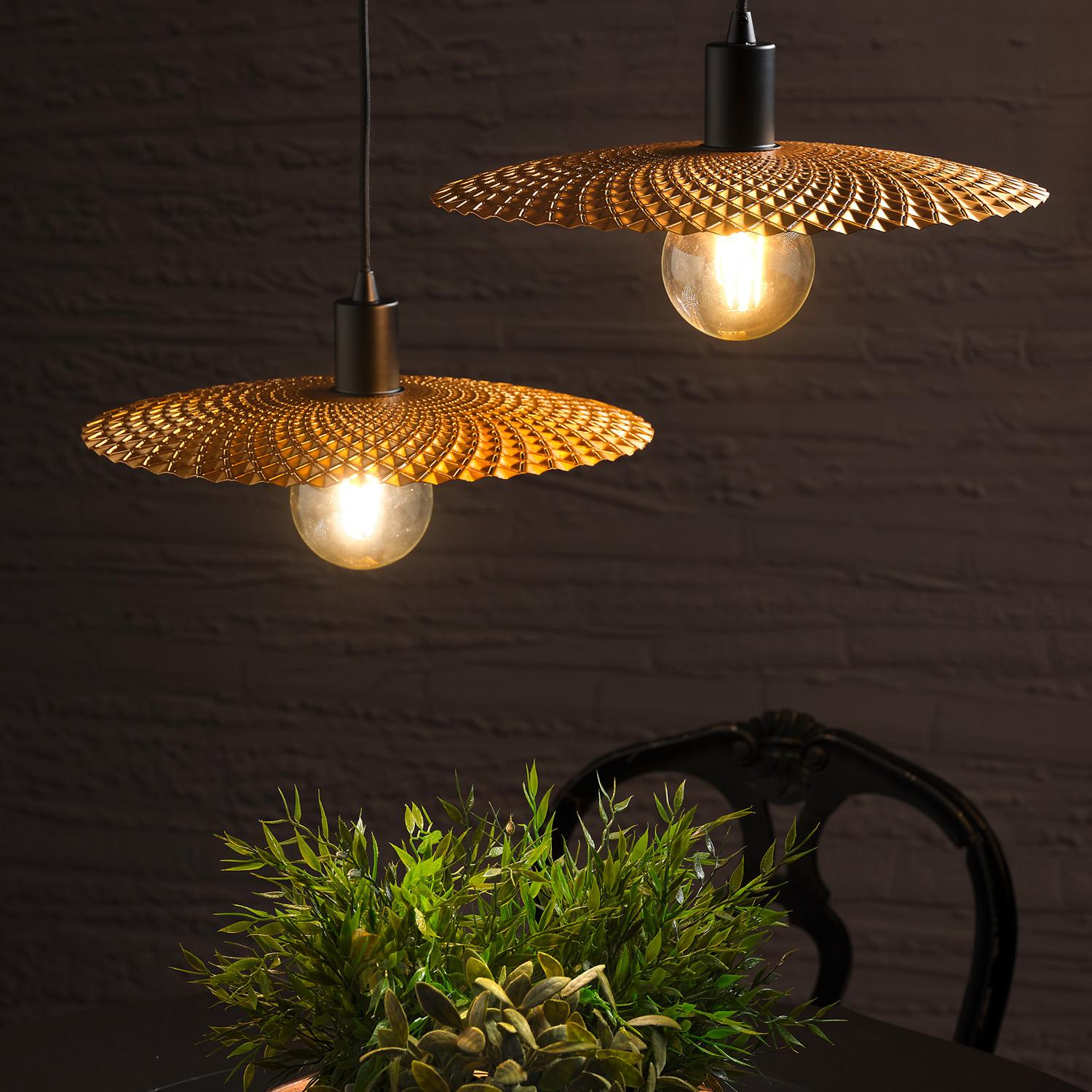 Hängeleuchte 5027/Sm - Goldfarben/Schwarz, Natur, Metall (38/100cm)