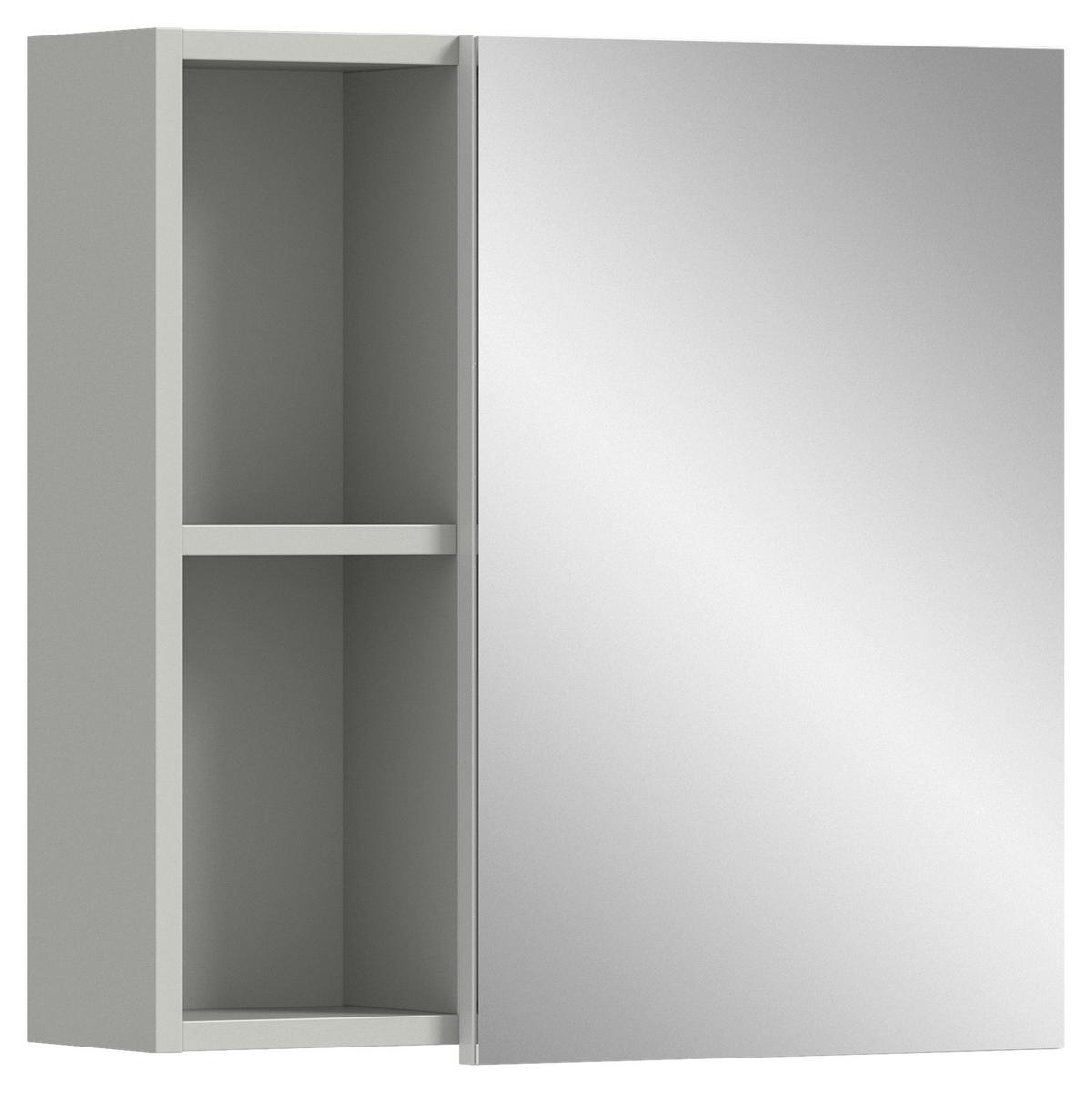 Spiegelschrank Copa 1-Türig B: 55 Cm - Grau, MODERN, Glas/Holzwerkstoff (55/55/17cm) - MID.YOU