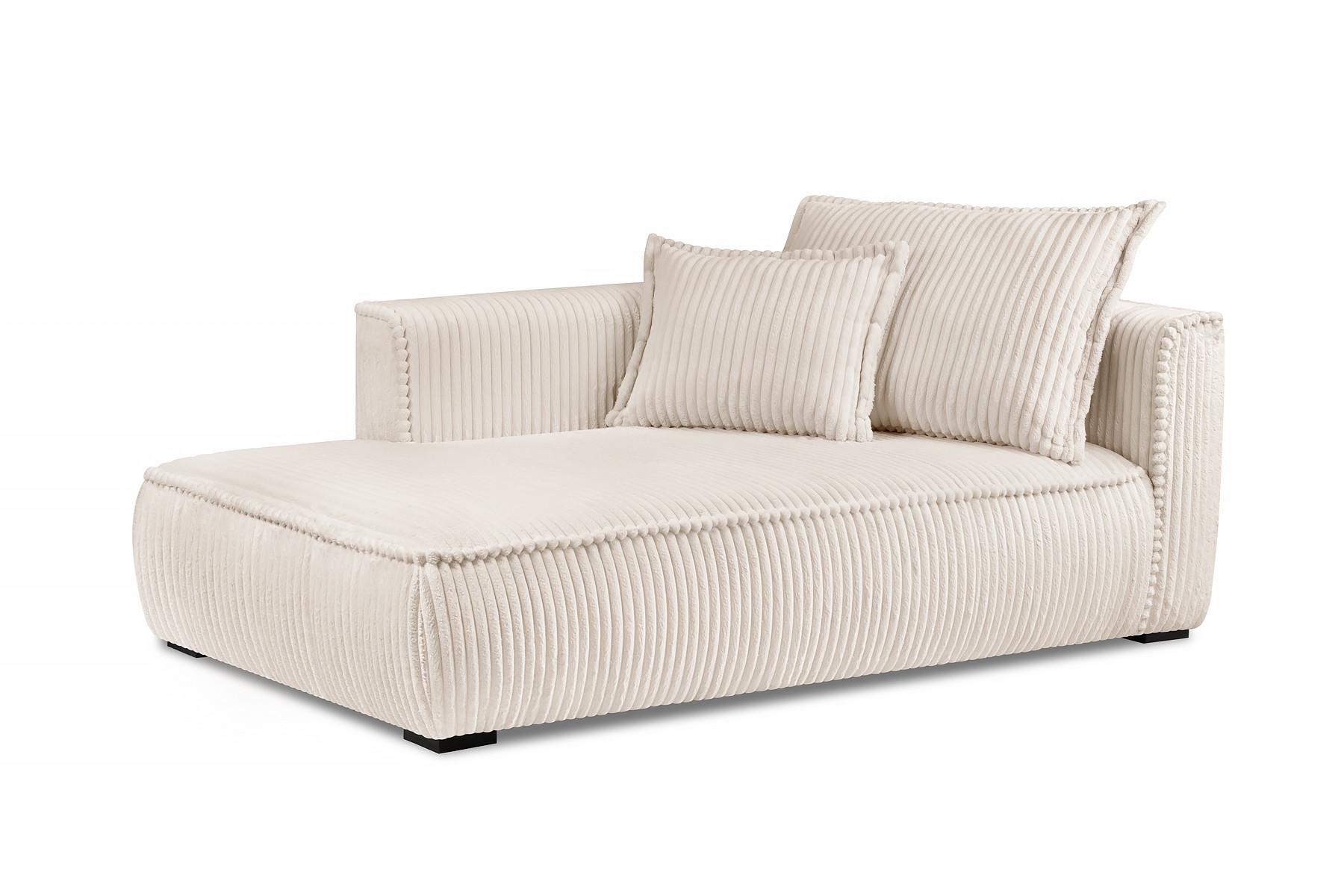 Recamiere Modena Links inkl. Kissen, Creme, B: 208 cm - Creme/Schwarz, Design, Textil (207/75/121cm) - MID.YOU