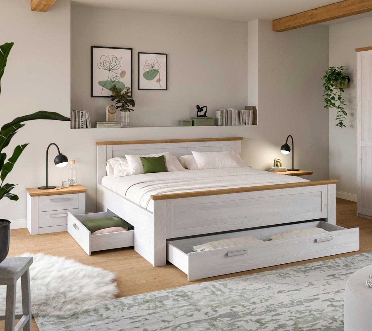Schlafzimmer Verona Lärchefarben/Eiche D. 3-Teilig - Lärchefarben/Eiche Artisan, ROMANTIK / LANDHAUS, Holzwerkstoff - Livetastic