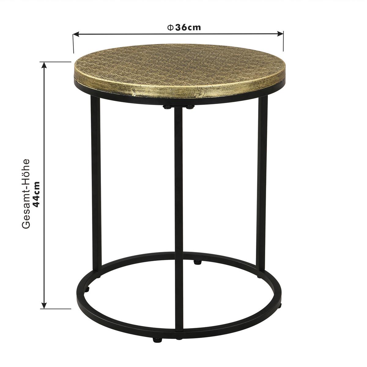 Beistelltisch Milan - Messingfarben/Schwarz, MODERN, Metall (36/44/36cm)