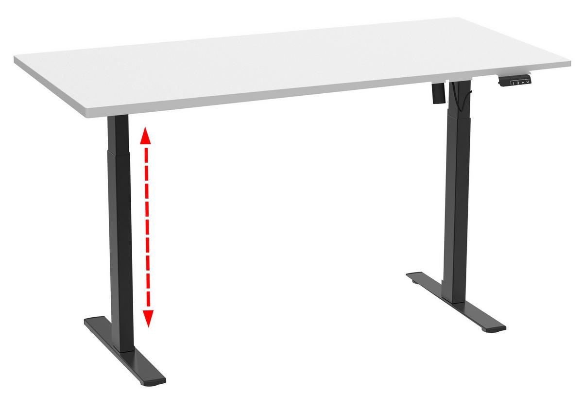 Schreibtisch E-Lona Weiß L: 140 cm - Schwarz/Weiß, Design, Holzwerkstoff/Metall (140/50/71cm) - MID.YOU