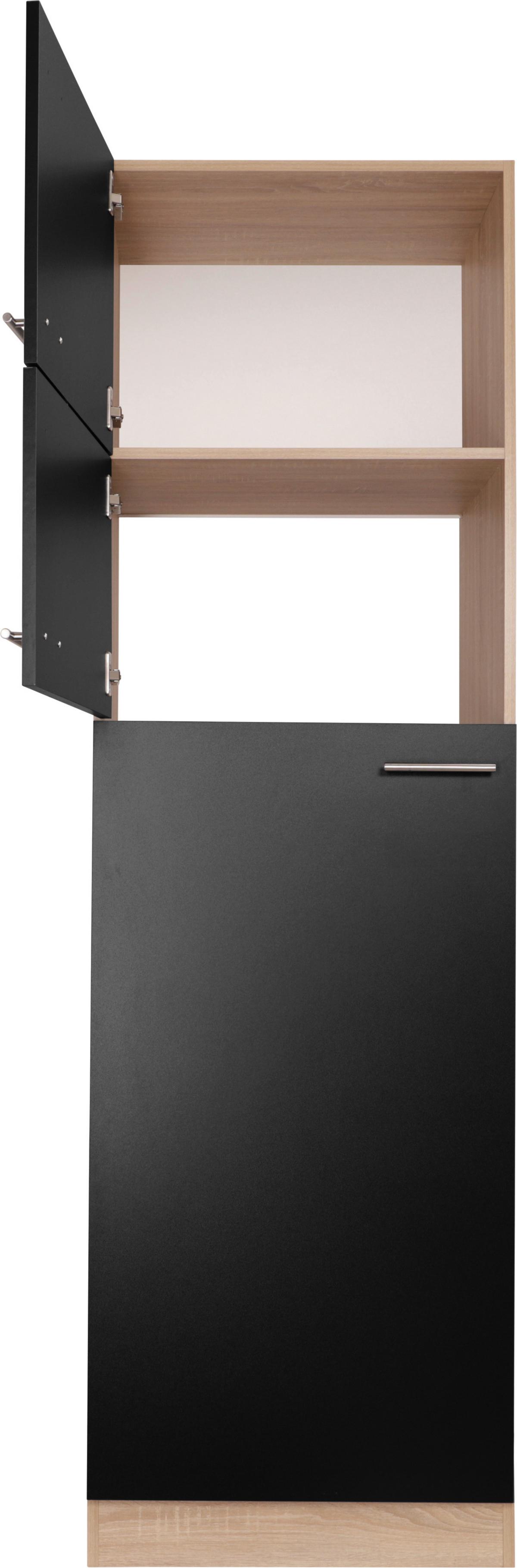 Geräteumbauschrank Merle Schwarz, Eiche Dekor B: 60 cm - Eichefarben/Schwarz, Basics, Holzwerkstoff (60/200/60cm) - Respekta