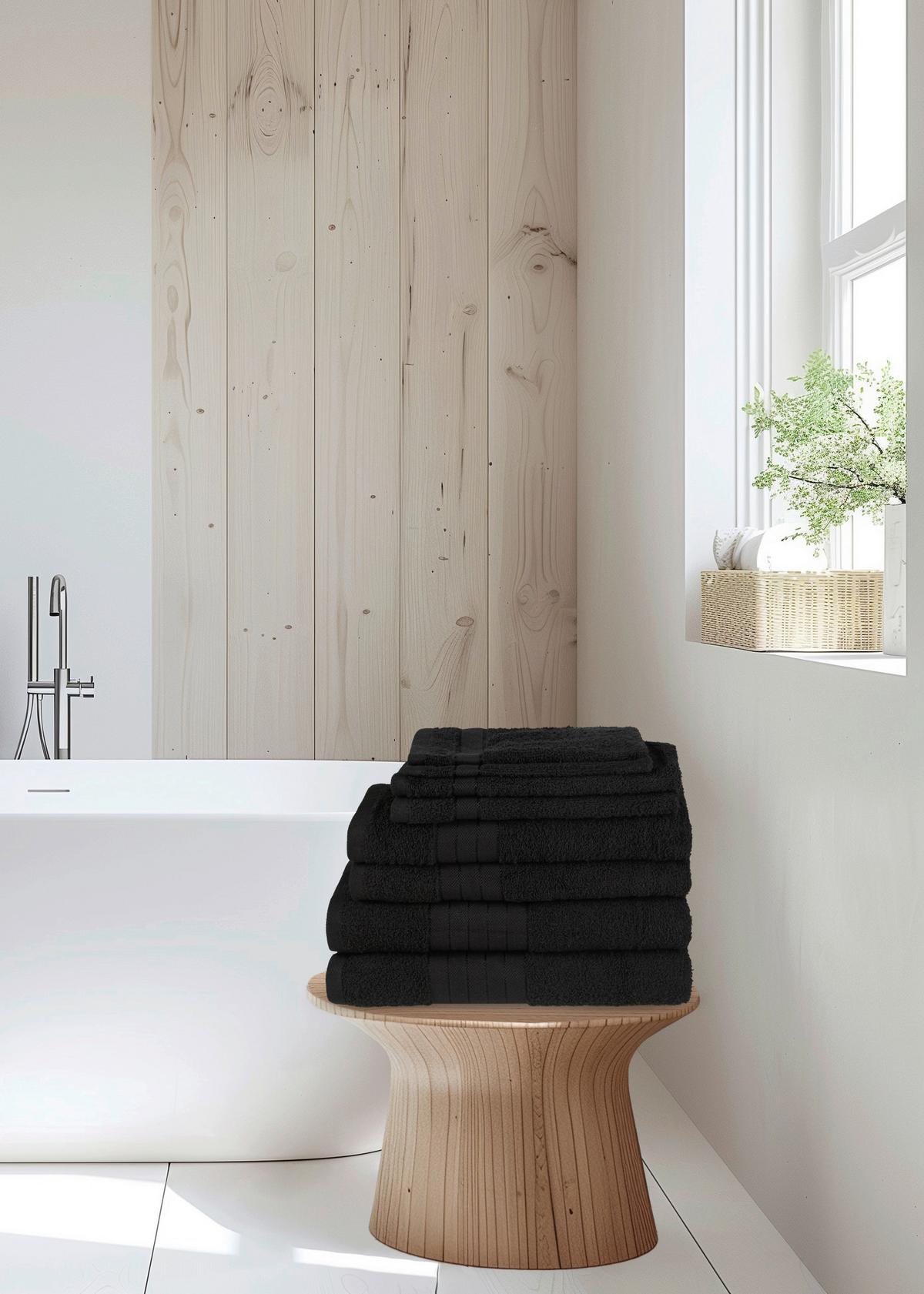 Handtuch Cotton Baumwolle 500 G/M2 Schwarz 8--Teilig. - Schwarz, KONVENTIONELL, Textil (20/20/28cm) - MID.YOU