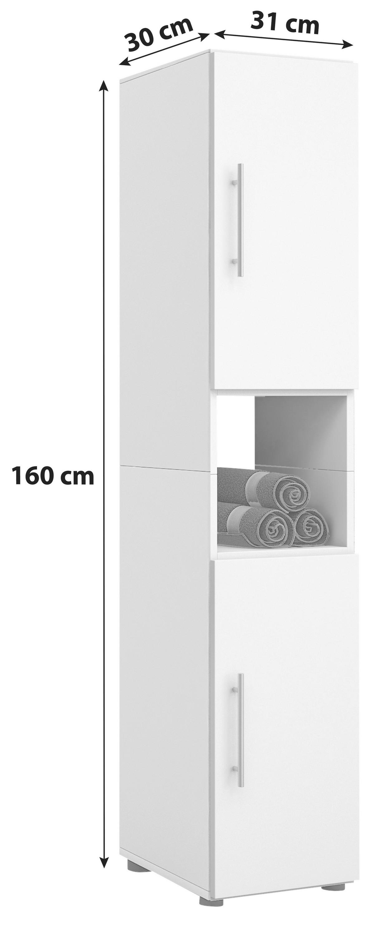 Hochschrank Flandu - Weiß/Grau, Basics, Holzwerkstoff (31/160/30cm) - MID.YOU