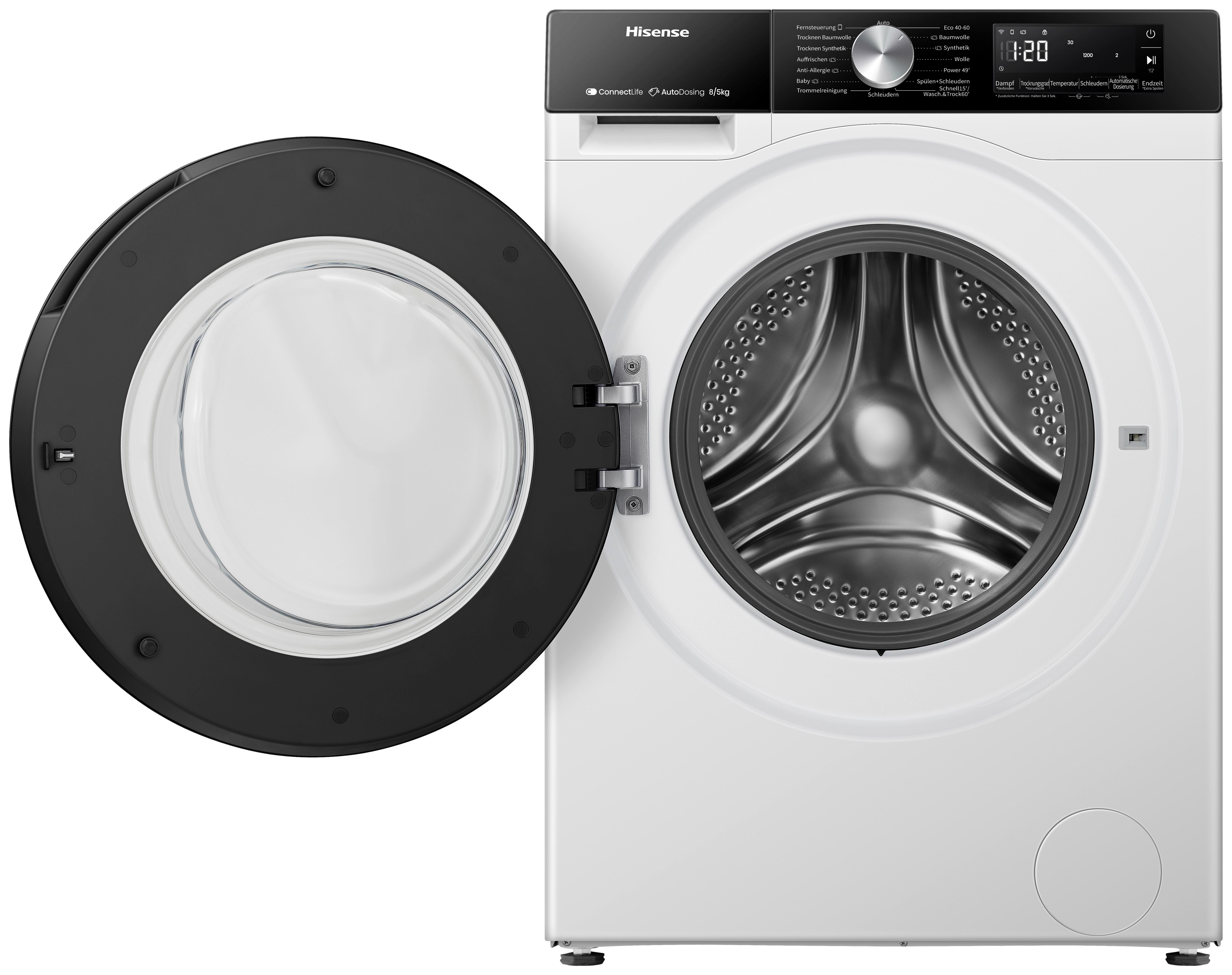 Waschmaschine Wf3s8045bw3 - Schwarz/Weiß, Basics, Glas/Kunststoff (59,5/84,5/51cm) - Hisense