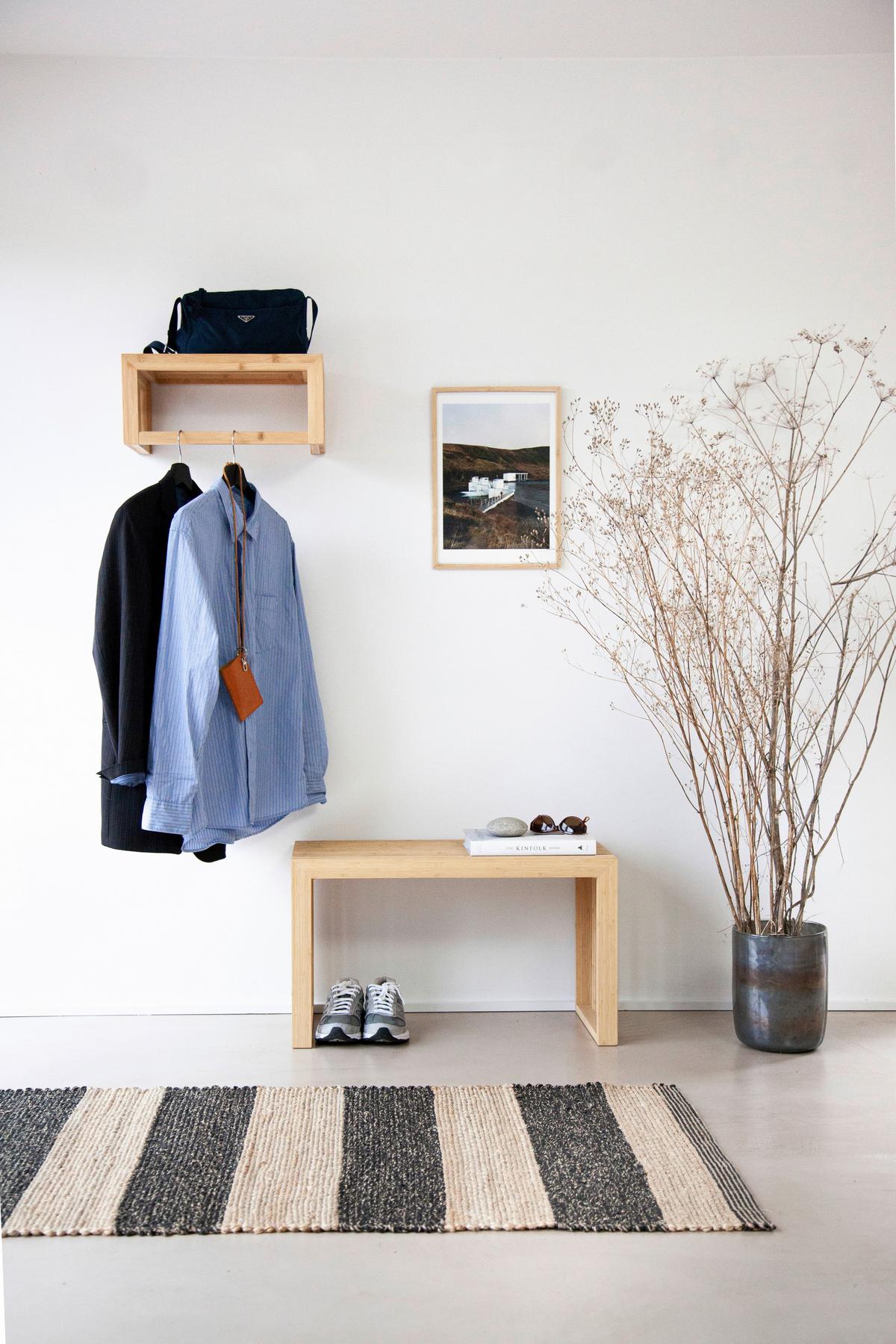 Wandgarderobe Rib Regal - Naturfarben, Design, Holz (45/20/27cm) - MID.YOU