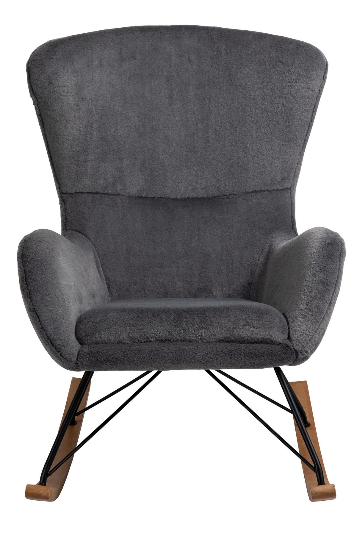 Schaukelstuhl Eiche Dekor, Dunkelgrau B:70cm - Eichefarben/Dunkelgrau, MODERN, Textil/Metall (70/102/94cm) - Livetastic