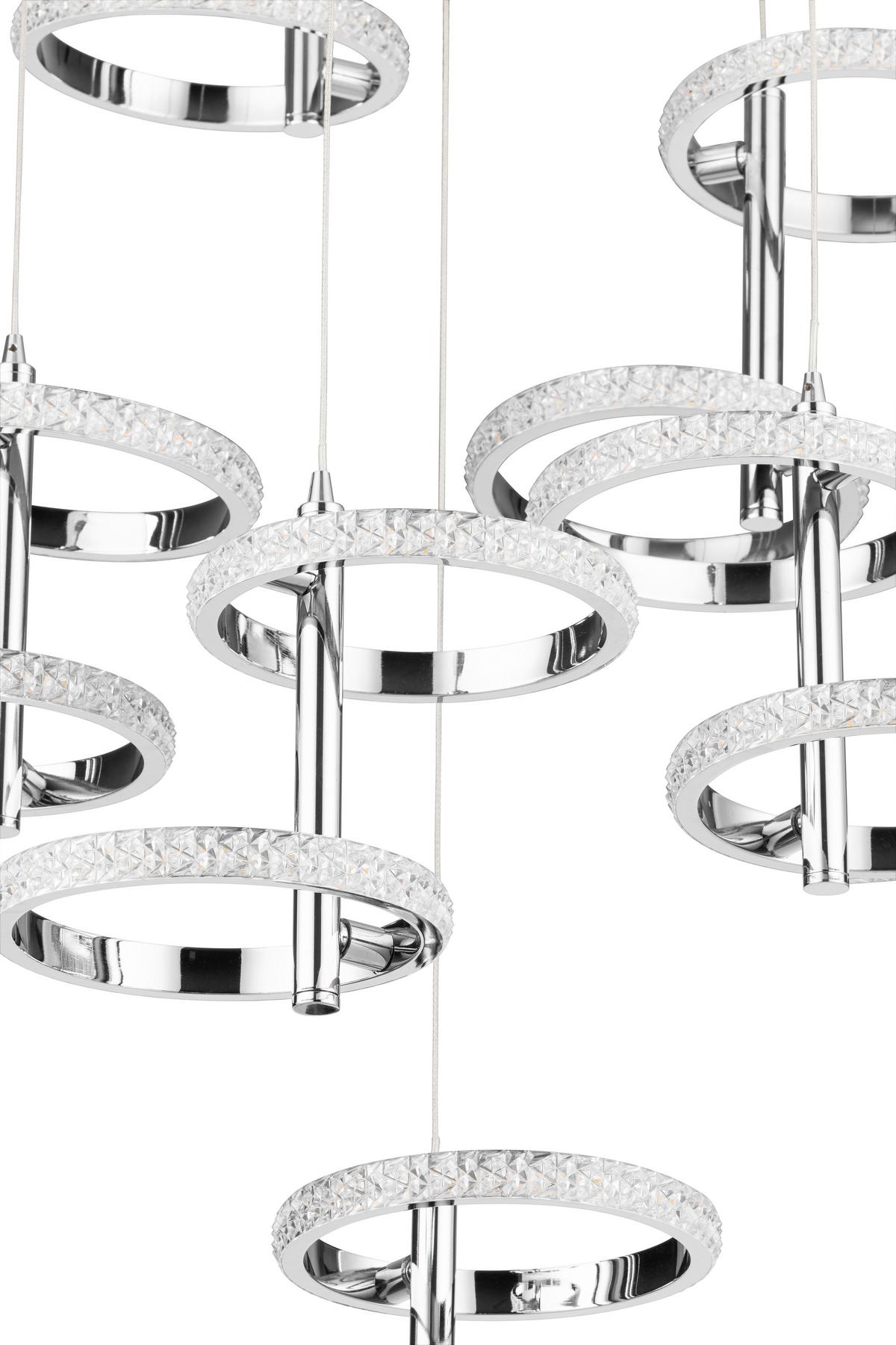 LED-Hängeleuchte Rong - Chromfarben, MODERN, Kunststoff/Metall (60/120cm)