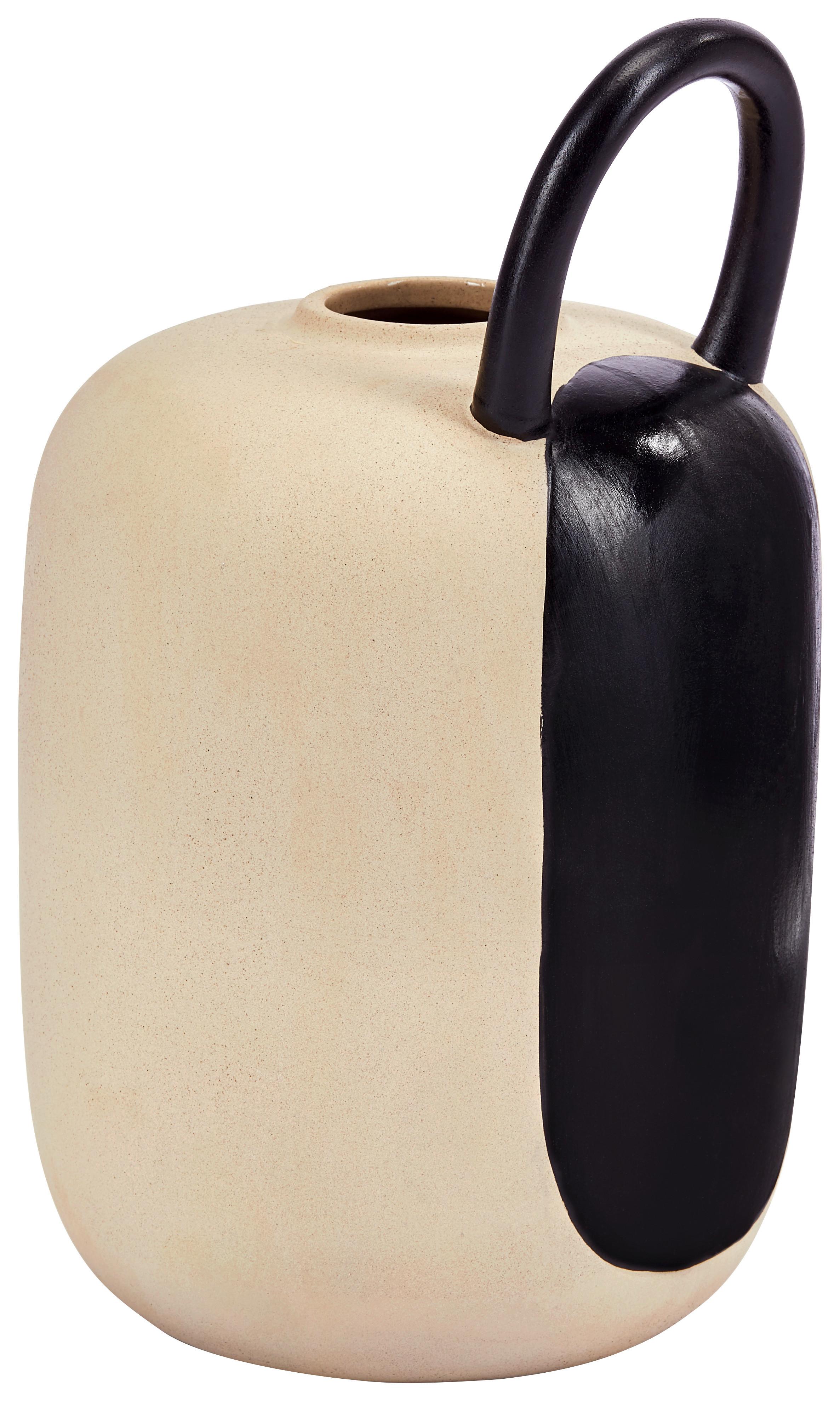 Vase Fabia Bauchig Steinzeug Schwarz/Sandfarben H: 32,5 cm - Sandfarben/Schwarz, Basics, Keramik (19/32,5cm) - Luca Bessoni