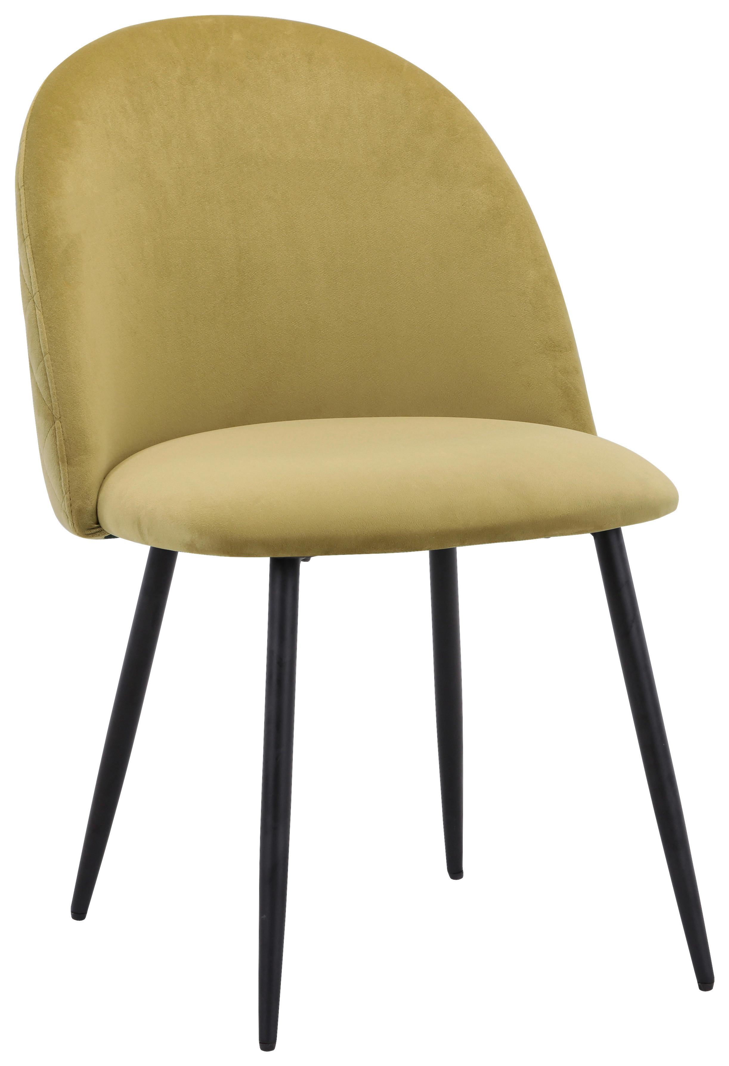 Polsterstuhl Torres Samtbezug Dunkelgelb - Dunkelgelb/Schwarz, MODERN, Holz/Textil (51/79/58cm) - MID.YOU