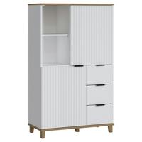Highboad Plissee Alpin Weiß Grandson Eiche B: 84,8 Cm - MODERN, Holzwerkstoff (84,8/141,4/40cm)