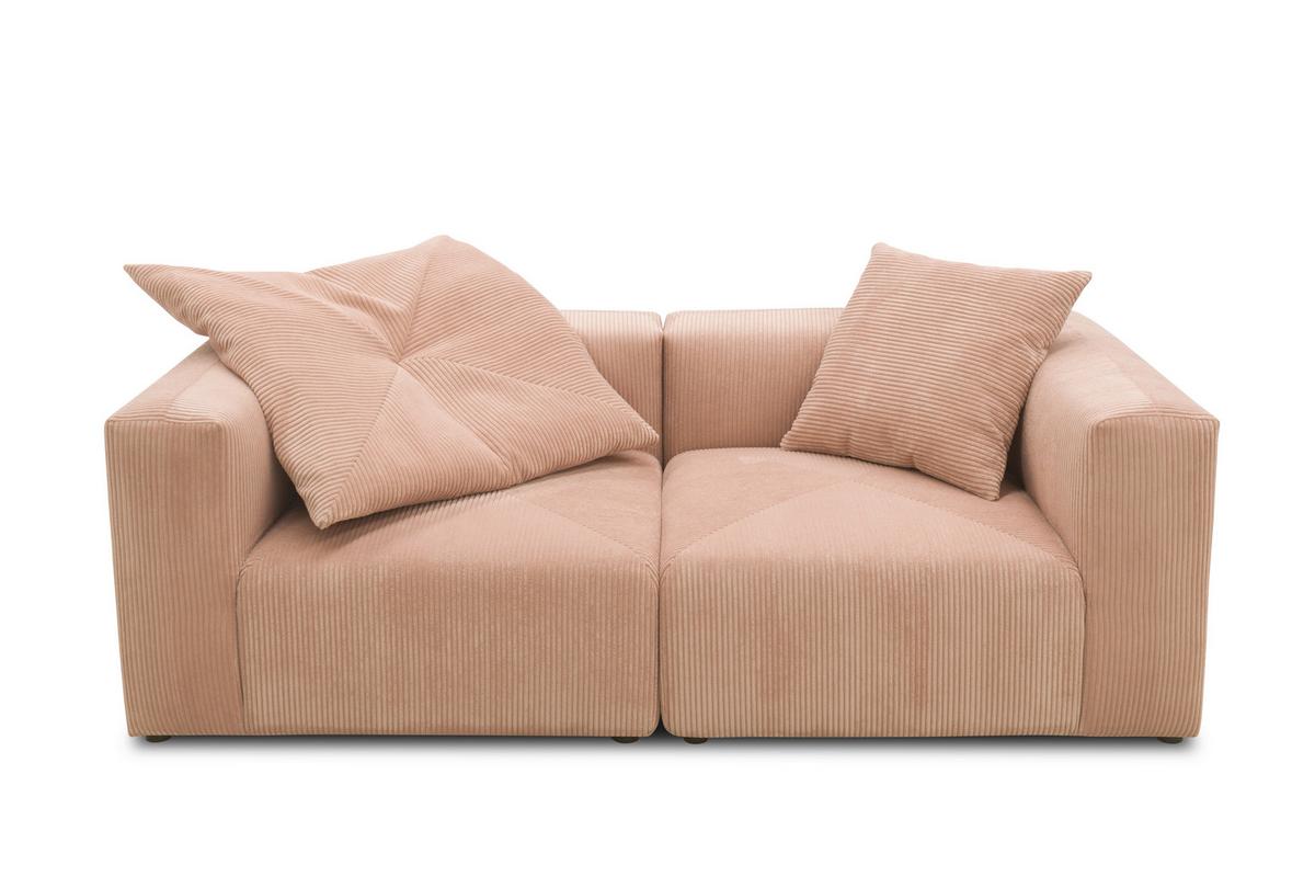 2-sitzer-sofa Rosa, Roségold B: 216 Cm - Roségold/Schwarz, Design, Textil (216/69/108cm) - MID.YOU