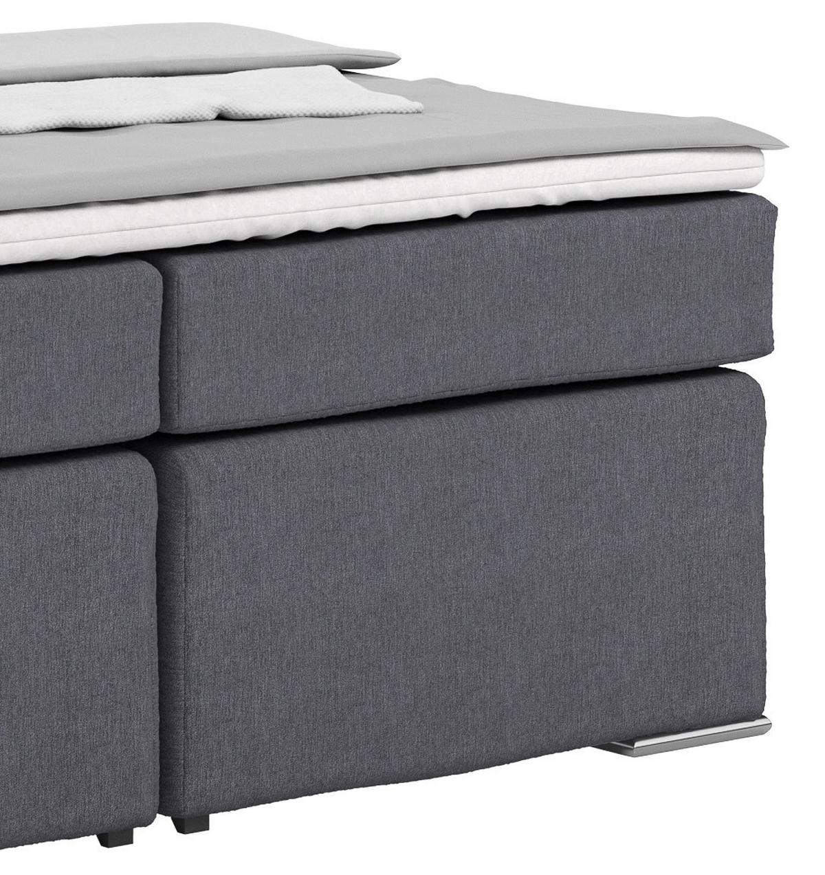 Posteľ Boxspring NERO PL: 160/200 cm, hnedá - antracitová/chrómová, Konventionell, kov/textil (160/200cm)