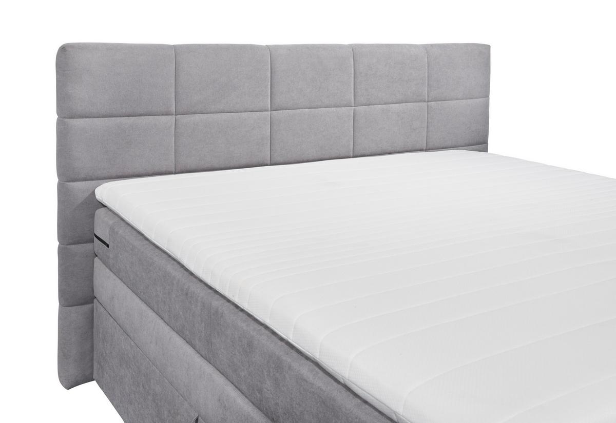 Boxspringbett Mit Topper & Bettkasten 180x200 Tacoma 3 - Hellgrau, KONVENTIONELL, Kunststoff (180/200cm) - MID.YOU