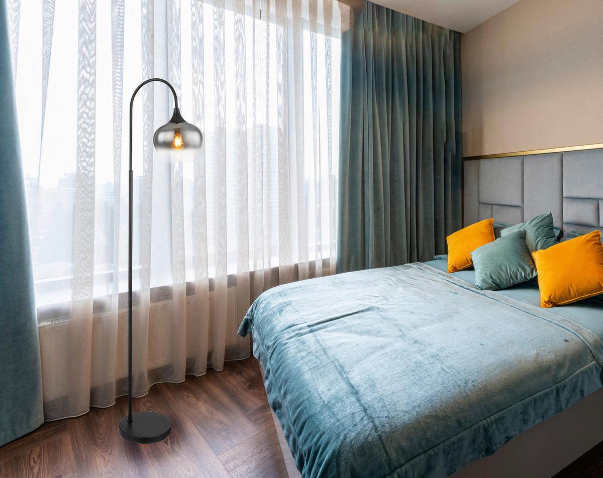 Stehleuchte 15548s  Maxy - Schwarz, Design, Glas/Metall (39/25/150cm) - Globo