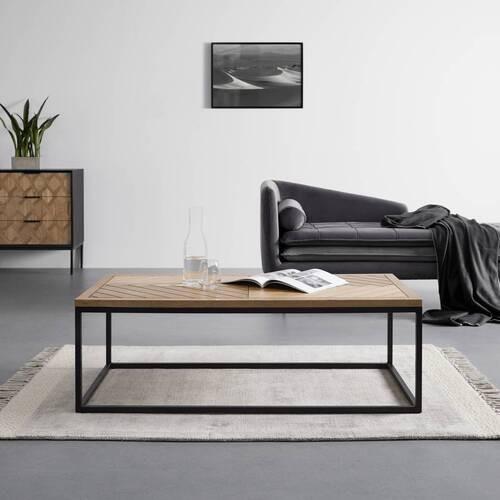 Konferenčný stolík CATALINA - čierna/farba duba, Modern, kov/drevo (120/60/40cm) - Livetastic