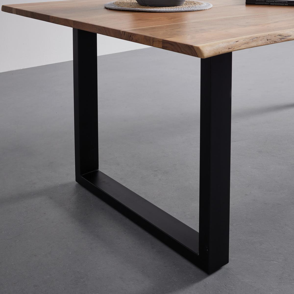 Jedálenský stôl z akácie MALMO 200 - čierna/farba akácie, Modern, kov/drevo (200/76/100cm) - Bessagi Home
