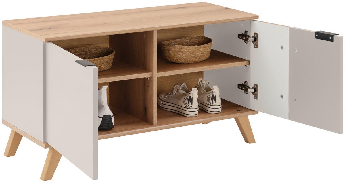 Garderobenbank Clever Eiche Dekor/Kaschmir B: 90cm - Kaschmir/Eichefarben, MODERN, Holzwerkstoff (90/52/38cm)