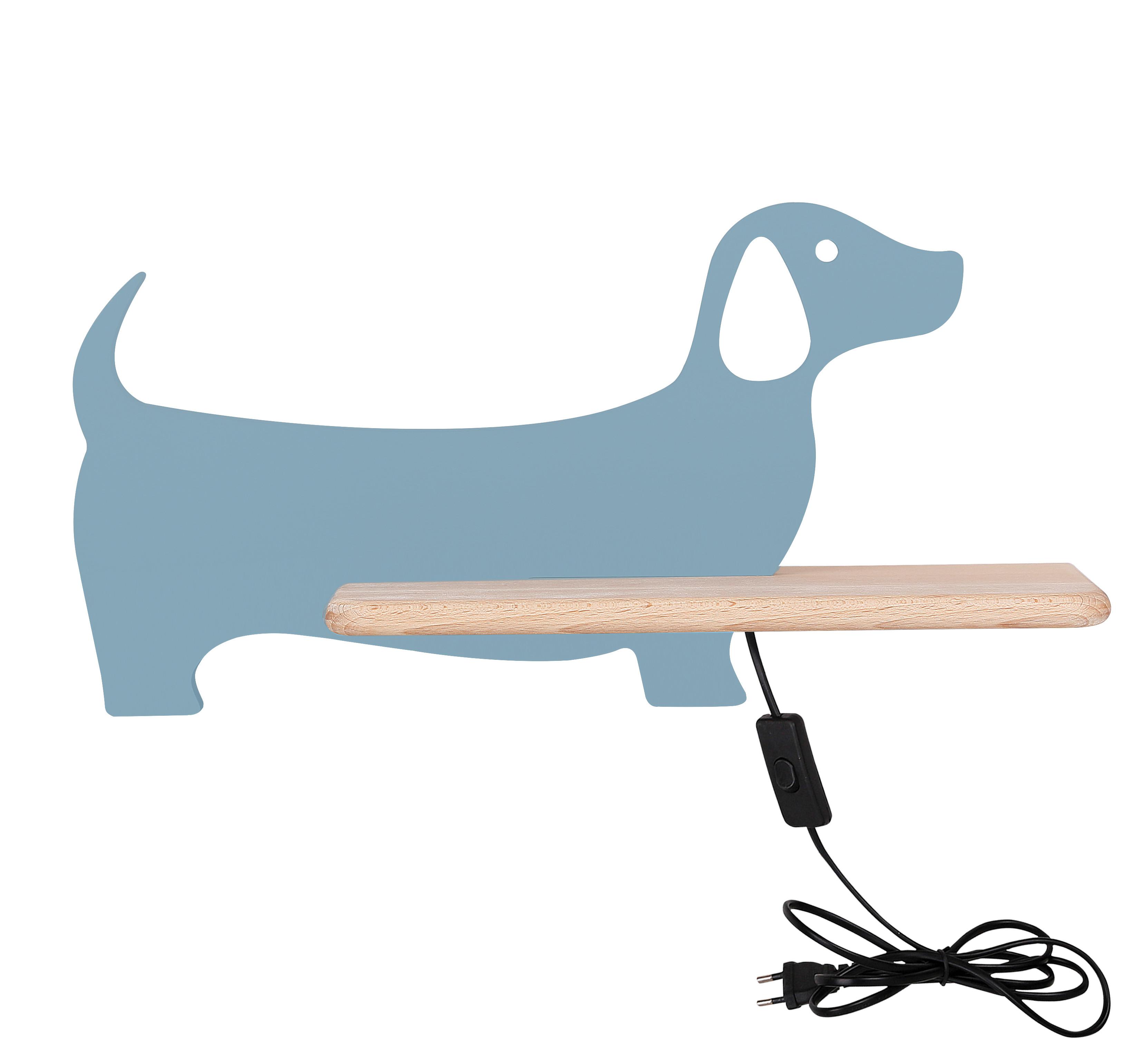 KINDERWANDLEUCHTE 21-02983 DOG - Hellblau, KONVENTIONELL, Holz/Holzwerkstoff (36.5/12/18.5cm)
