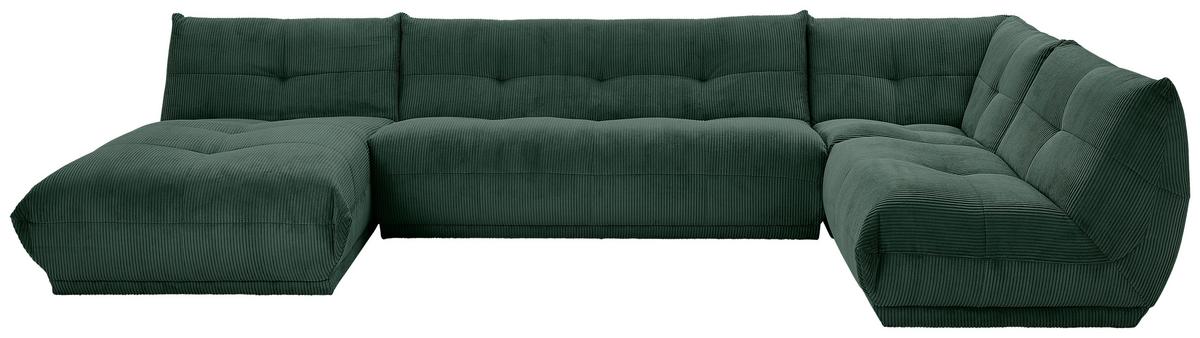 Wohnlandschaft Giselle Dunkelgrün U: 185x390x210 cm - Dunkelgrün, Trend, Textil (185/390/210cm) - Livetastic