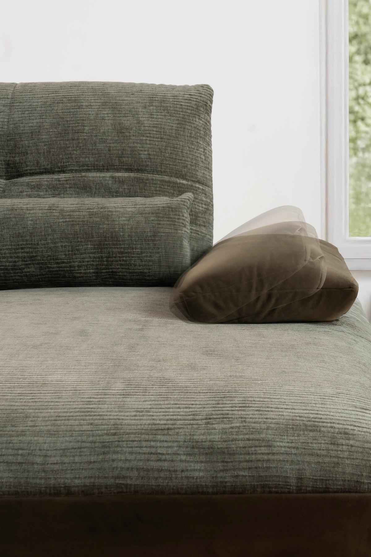 Ecksofa Dover Olivgrün, 273x191-207cm - Schwarz/Olivgrün, Trend, Holz/Holzwerkstoff (273/191-207cm)