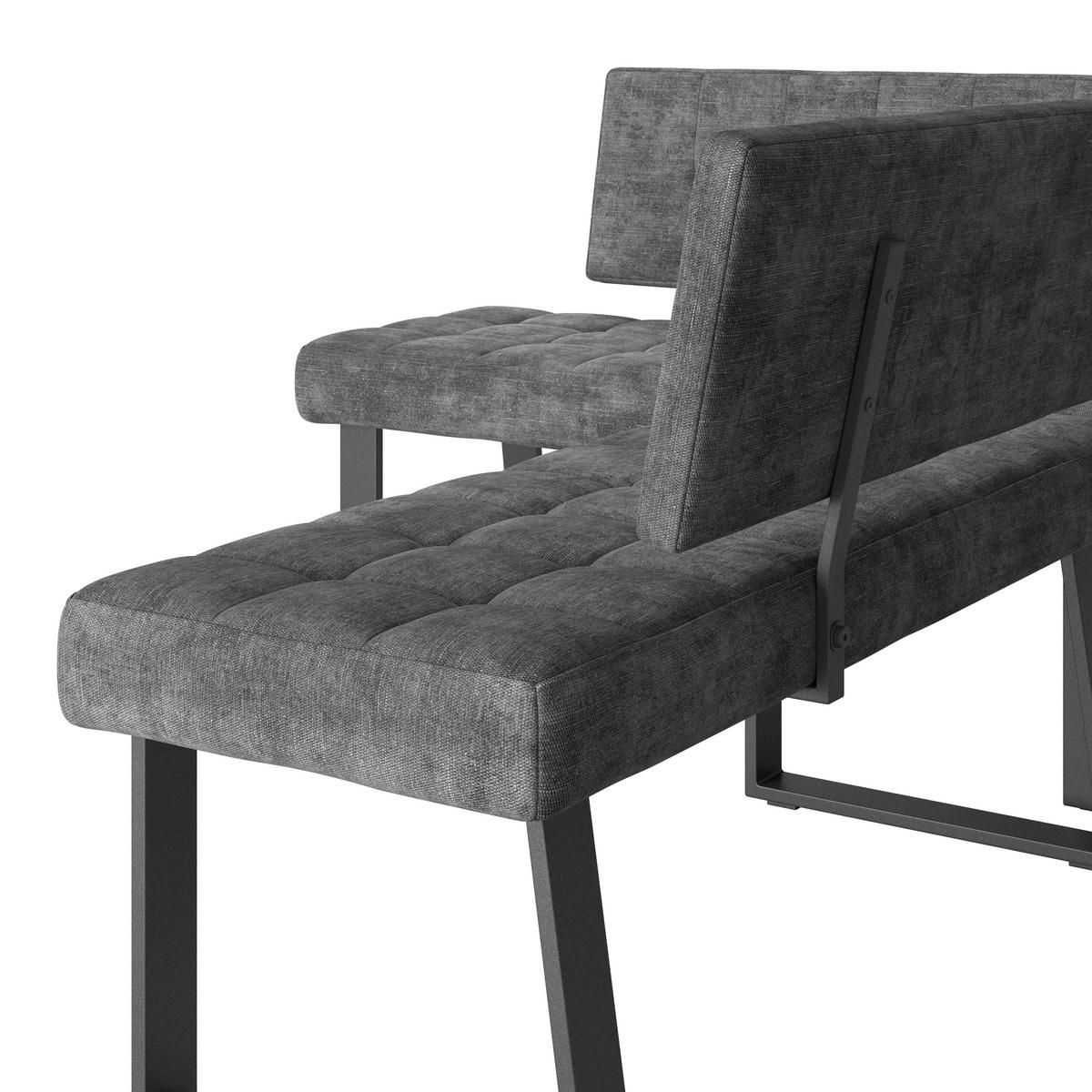 Eckbank Dunkelgrau Polyester Laslo 134x185 cm - Dunkelgrau/Schwarz, MODERN, Textil/Metall (134/185cm) - MID.YOU