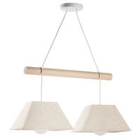 Pendelleuchte Baldo Hellbraun Weiß Hg 22w - Hellbraun/Weiß Hochglanz, Natur, Holz/Textil (70/24/90cm)